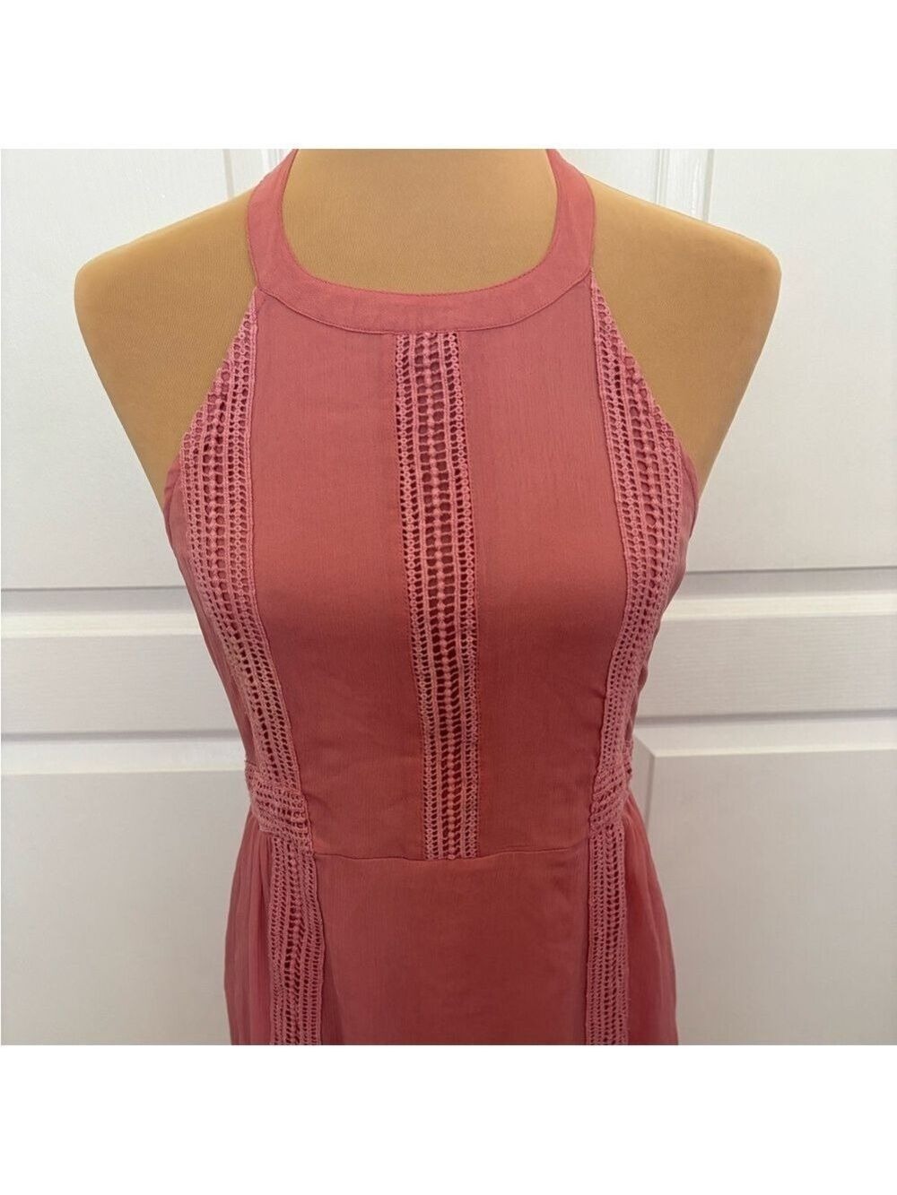 Roxy Pink Halter Maxi Dress Size 8 | Side Zip | EUC | Flowy & Feminine - Picture 4 of 14